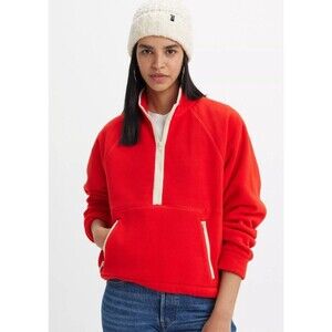 New LEVI’S Fleece Swearshirt RED (GOLD TAB™ SUMMIT 1/4 ZIP ) Woman's SIZE: SMALL